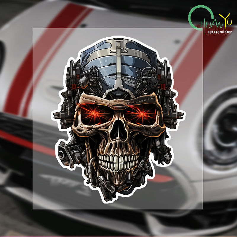 Motorcycle Gear Auto - ملصقات رأس هيكل عظمي مقاومة للماء